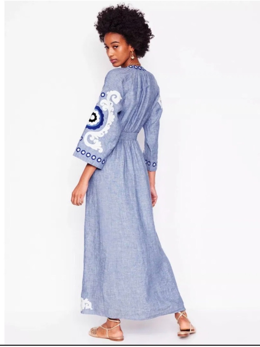 Boden Light Blue Embroidered Maxi Dress - Picture 3 of 10